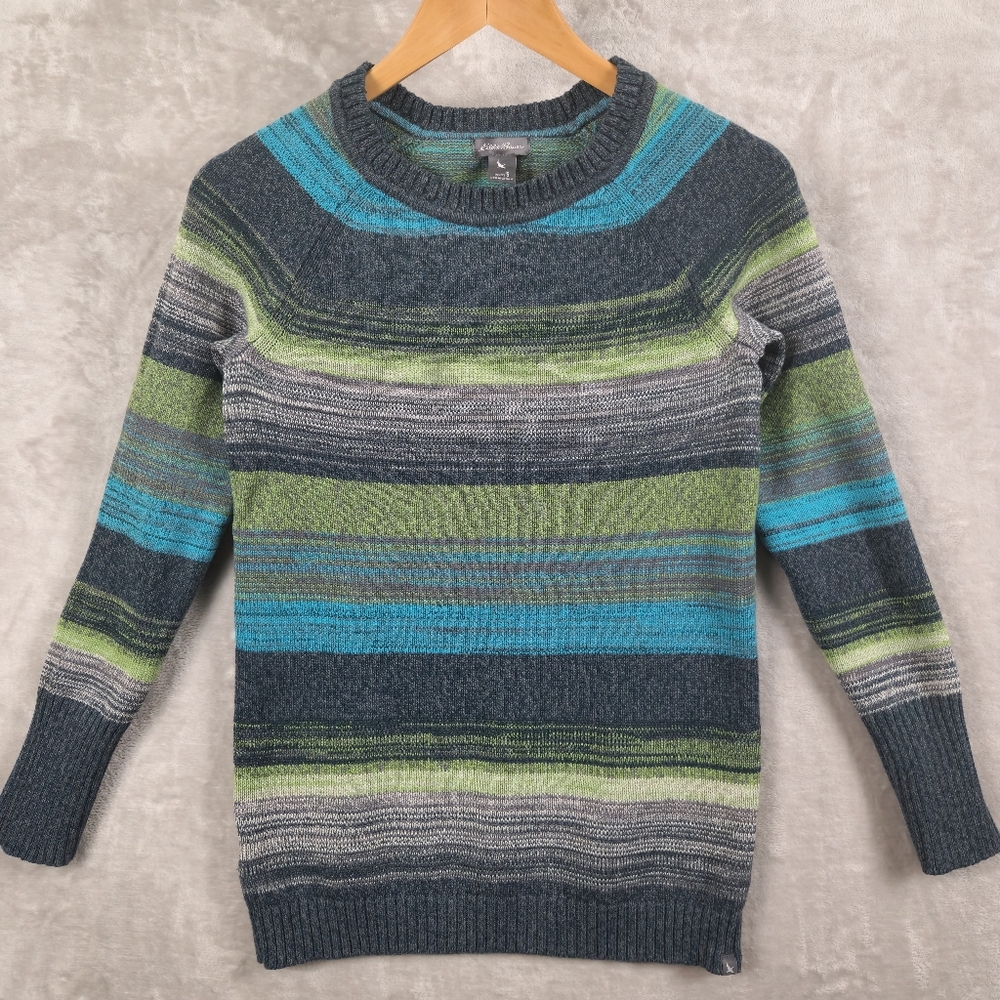 Eddie Bauer Striped Bold Colors Women's‎ Cotton Cozy Warm Sweater Size S